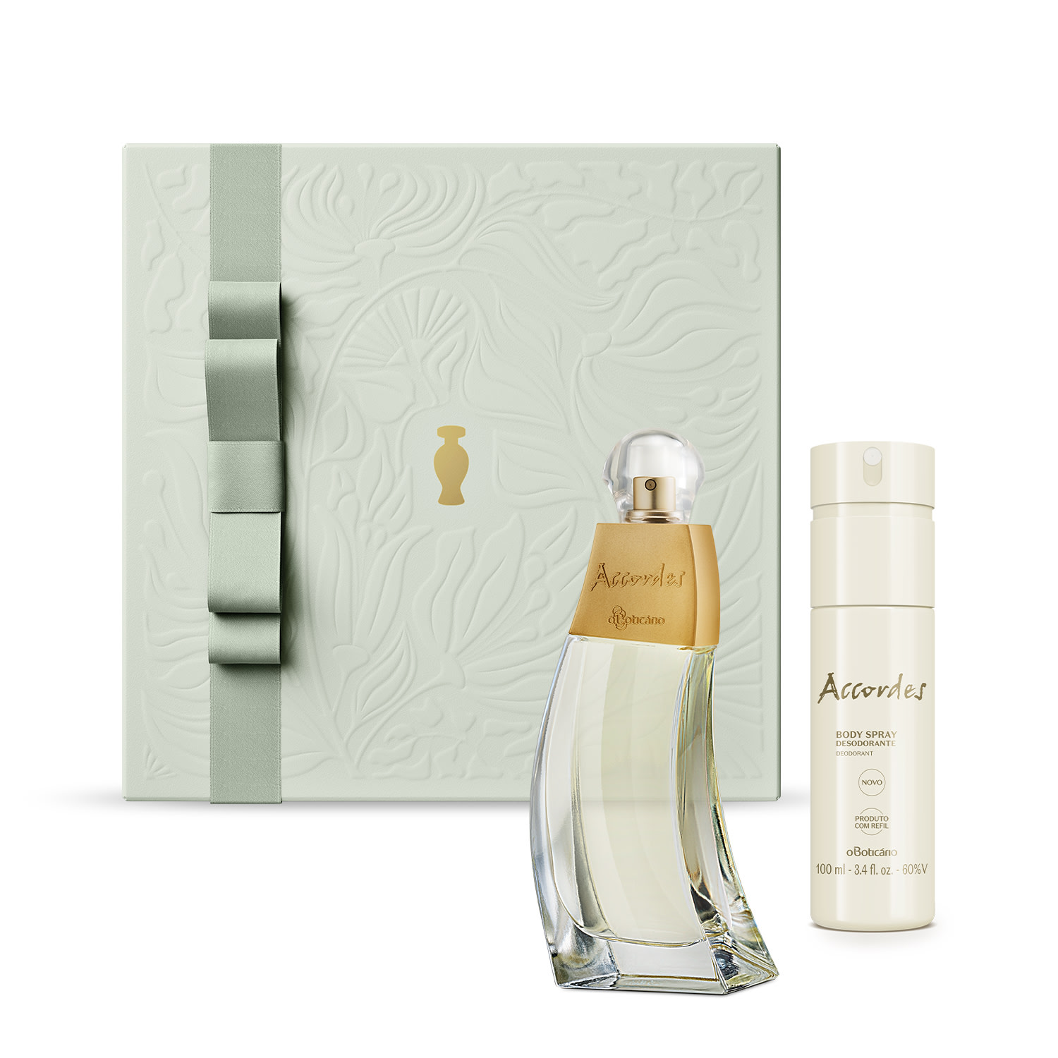 Combo Presente Dia das Mães Accordes: Desodorante Colônia 80ml + Body Spray Desodorante 100ml + Caixa de Presente