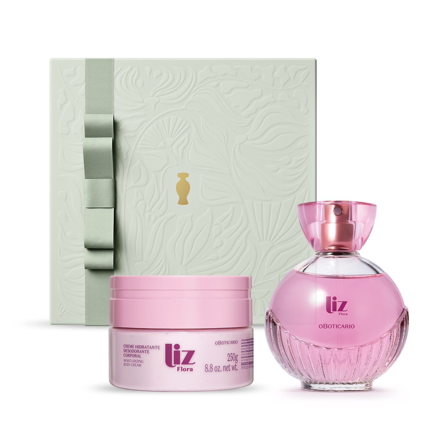Combo Presente Dia das Mães Liz Flora: Desodorante Colônia 100ml + Hidratante Desodorante 250g + Caixa de Presente