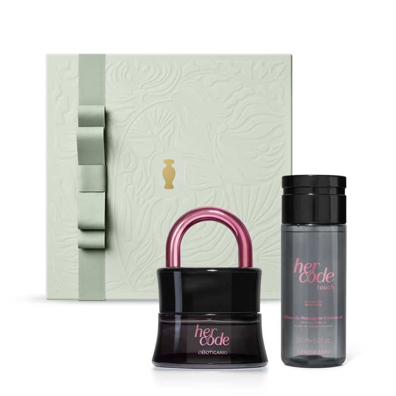 Combo Presente Dia das Mães Her Code Touch: Eau De Parfum 50ml + Creme em óleo Corporal 200ml + Caixa de Presente