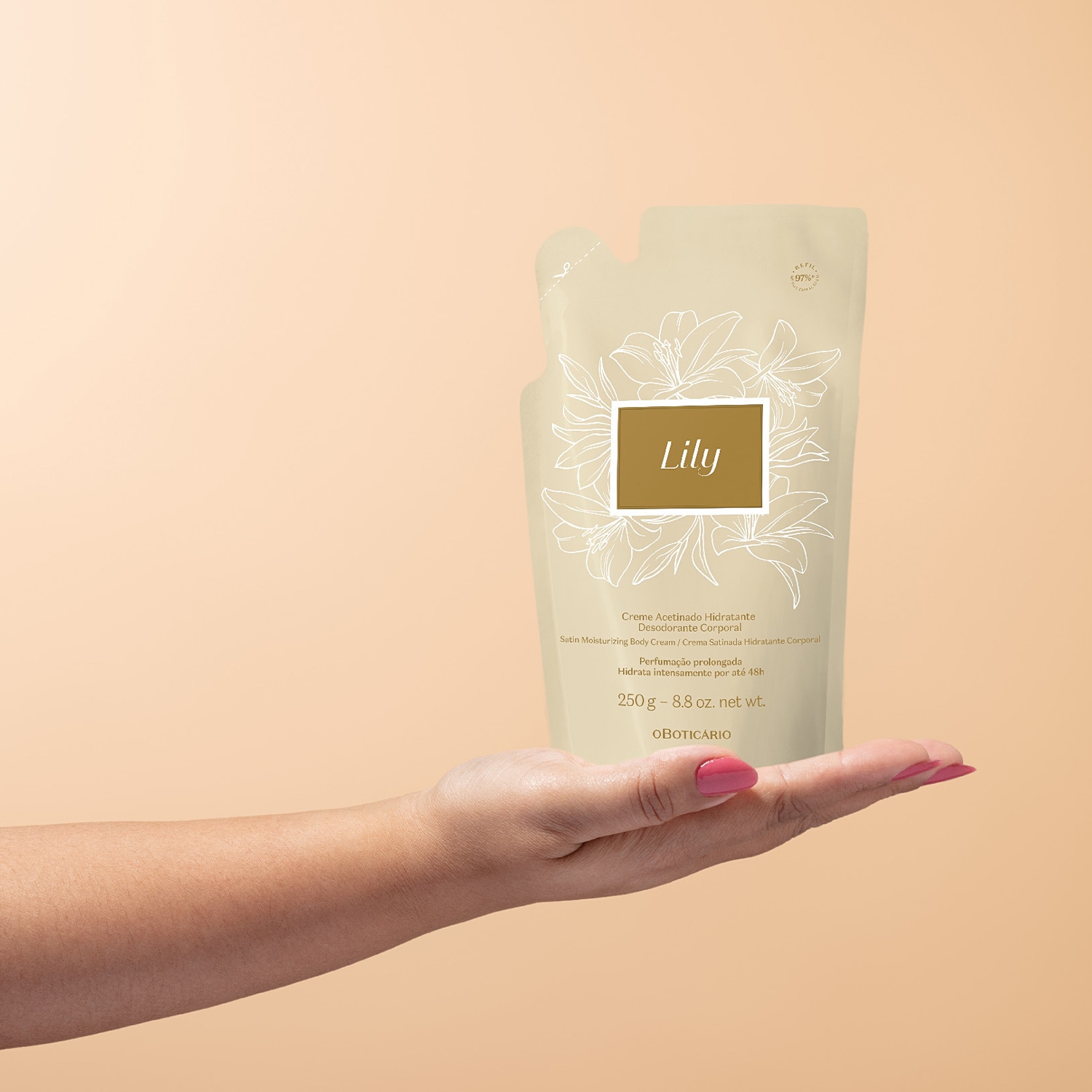 Refil Creme Acetinado Hidratante Desodorante Corporal Lily 250g